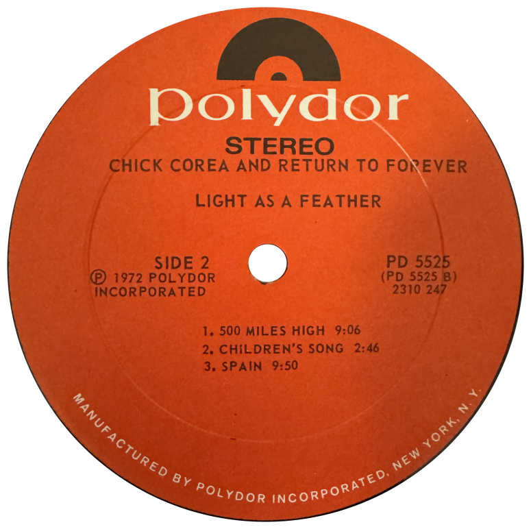 Light As A Feather 1973年 US盤
PD-5525-B-2-1-1 Label